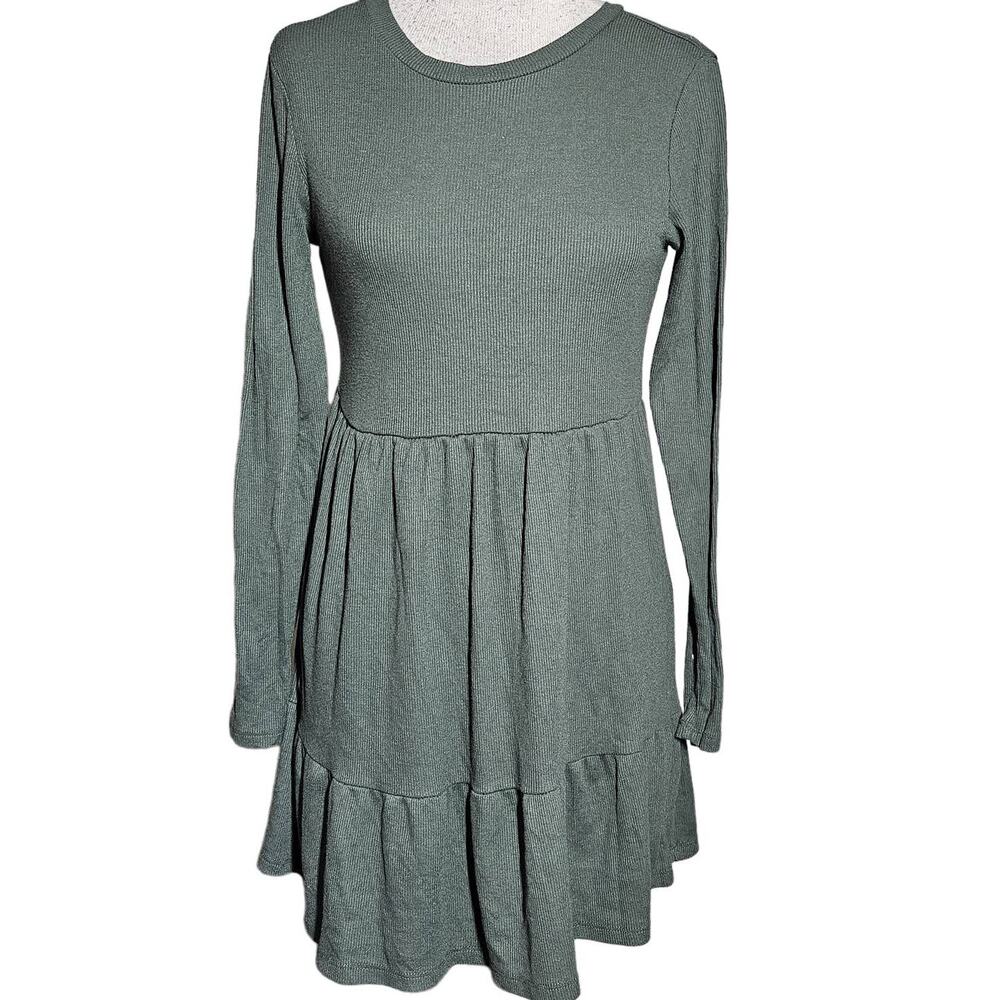 Green Ribbed Long Sleeve Tunic Size Small